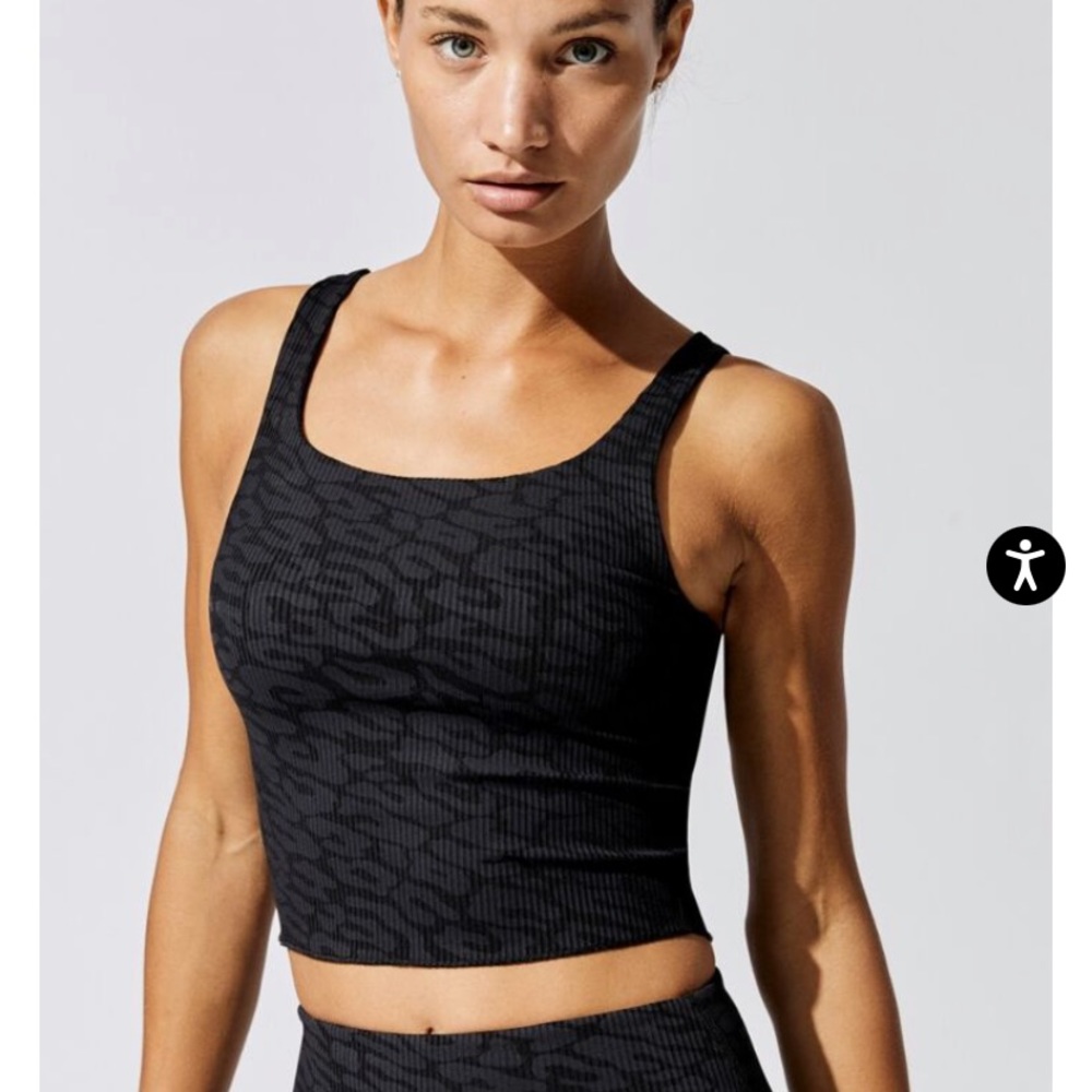 NWT Carbon 38 ribbed black animal print tank - S